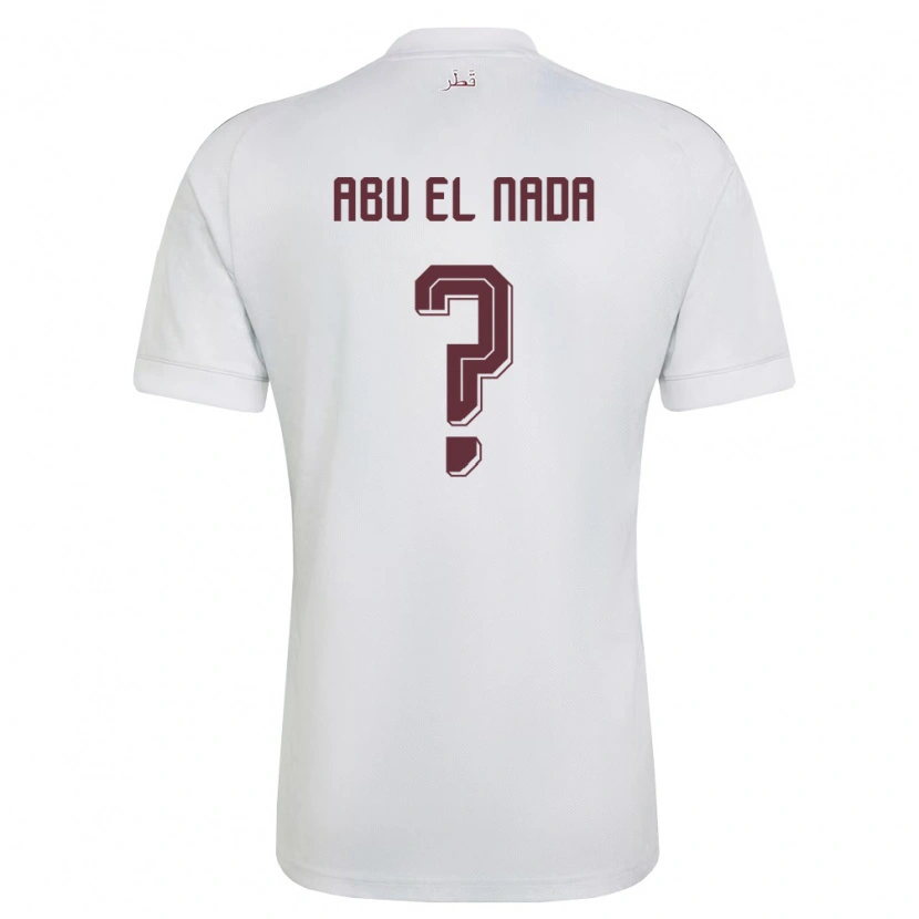 Danxen Män Qatar Mahmoud Abu El Nada #0 Vit Burgund Bortatröja Matchtröjor 26-28 Tröjor T-Tröja
