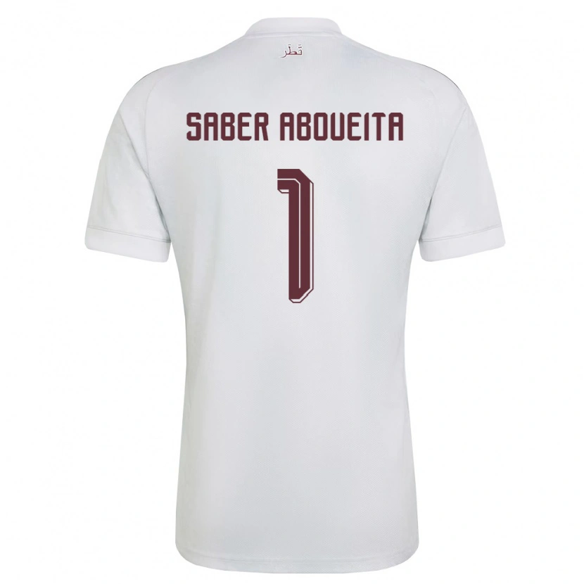 Danxen Män Qatar Ahmed Aboueita #1 Vit Burgund Bortatröja Matchtröjor 26-28 Tröjor T-Tröja