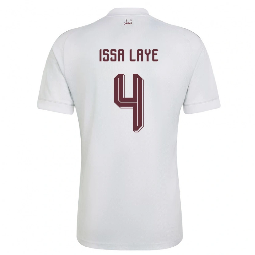 Danxen Män Qatar Issa Laye #4 Vit Burgund Bortatröja Matchtröjor 26-28 Tröjor T-Tröja