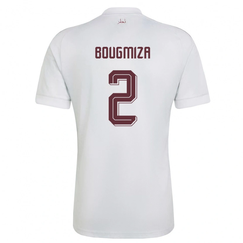 Danxen Män Qatar Rami Bougmiza #2 Vit Burgund Bortatröja Matchtröjor 26-28 Tröjor T-Tröja