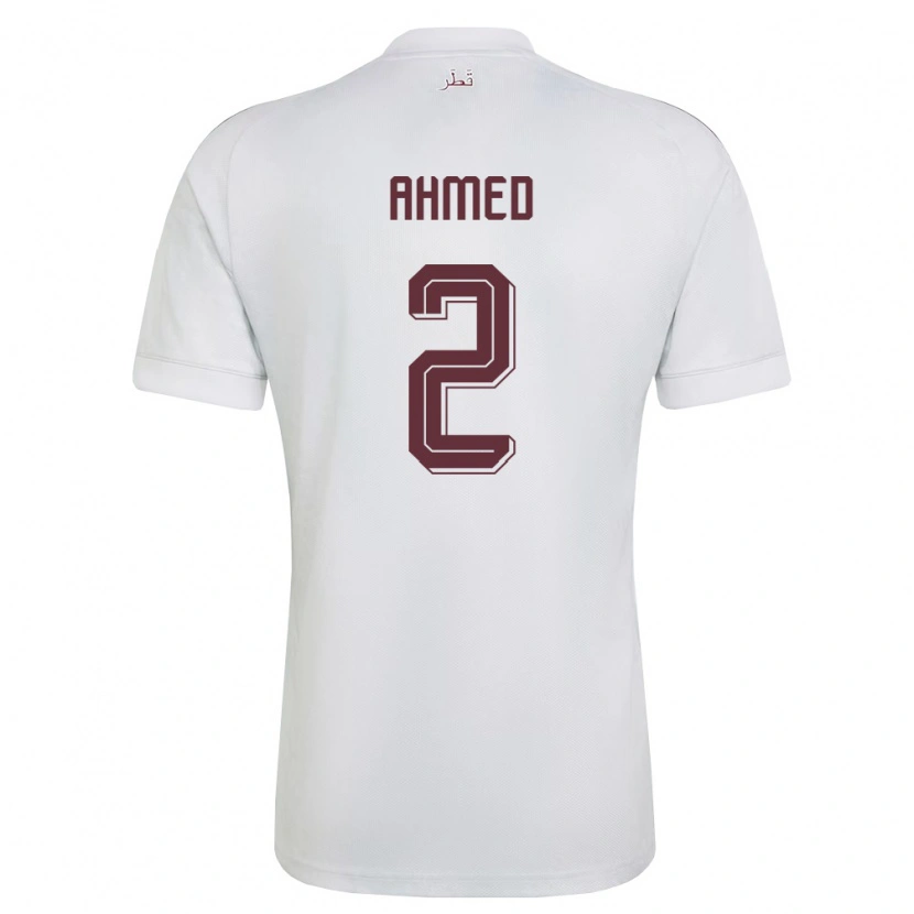 Danxen Män Qatar Hazem Ahmed #2 Vit Burgund Bortatröja Matchtröjor 26-28 Tröjor T-Tröja