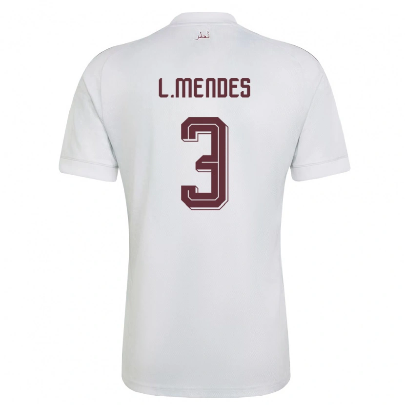 Danxen Män Qatar Lucas Mendes #3 Vit Burgund Bortatröja Matchtröjor 26-28 Tröjor T-Tröja