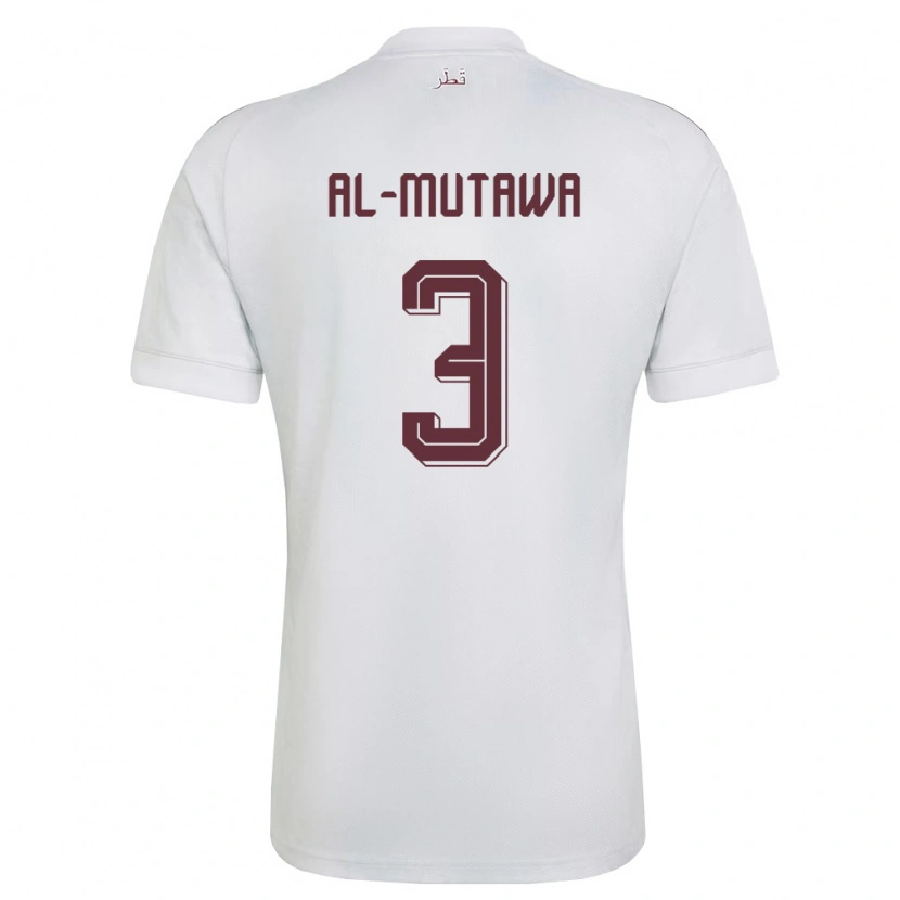 Danxen Män Qatar Abdulaziz Al-Mutawa #3 Vit Burgund Bortatröja Matchtröjor 26-28 Tröjor T-Tröja