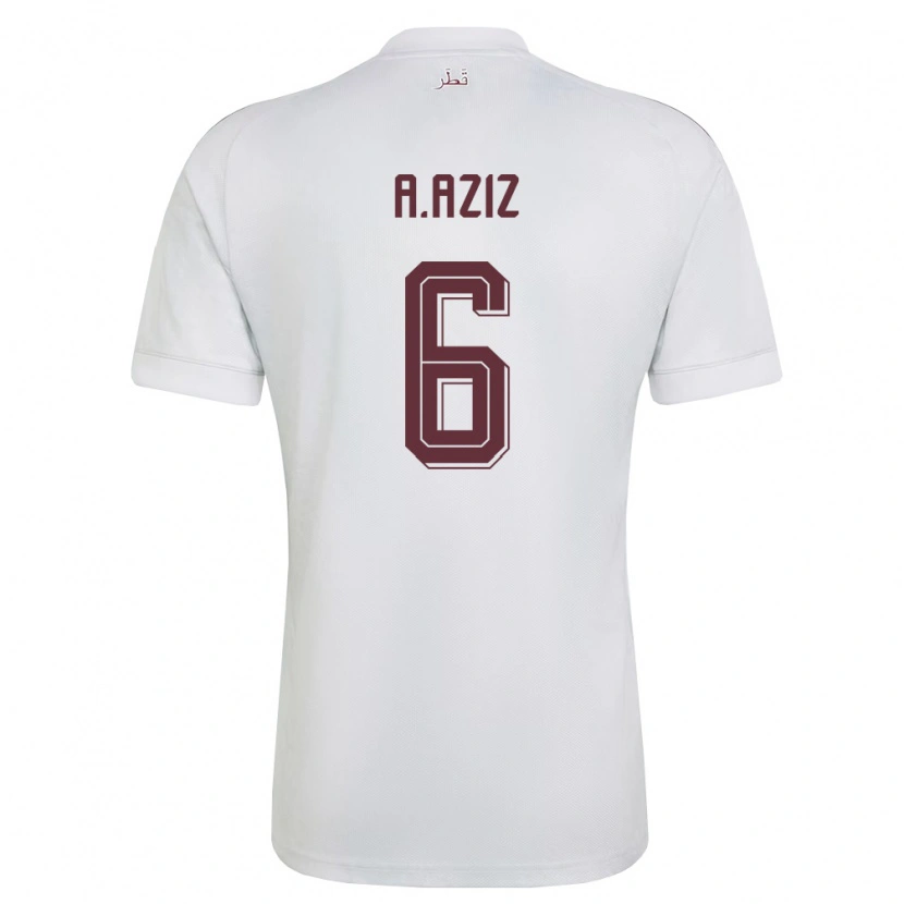 Danxen Män Qatar Abdulaziz Hatim #6 Vit Burgund Bortatröja Matchtröjor 26-28 Tröjor T-Tröja