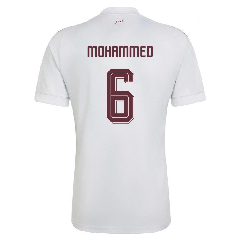 Danxen Män Qatar Abdulaziz Mohammed #6 Vit Burgund Bortatröja Matchtröjor 26-28 Tröjor T-Tröja