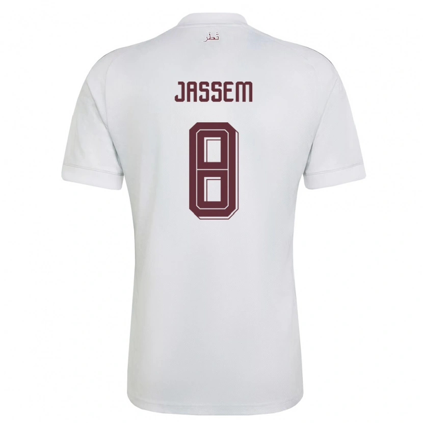 Danxen Män Qatar Jassem Gaber #8 Vit Burgund Bortatröja Matchtröjor 26-28 Tröjor T-Tröja