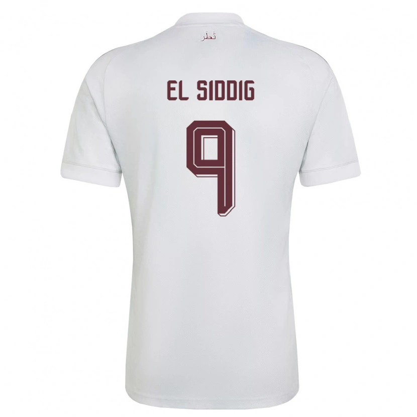 Danxen Män Qatar Mohamed Muatasim El Siddig #9 Vit Burgund Bortatröja Matchtröjor 26-28 Tröjor T-Tröja
