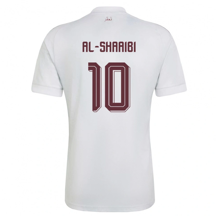 Danxen Män Qatar Khalid Al-Shaaibi #10 Vit Burgund Bortatröja Matchtröjor 26-28 Tröjor T-Tröja