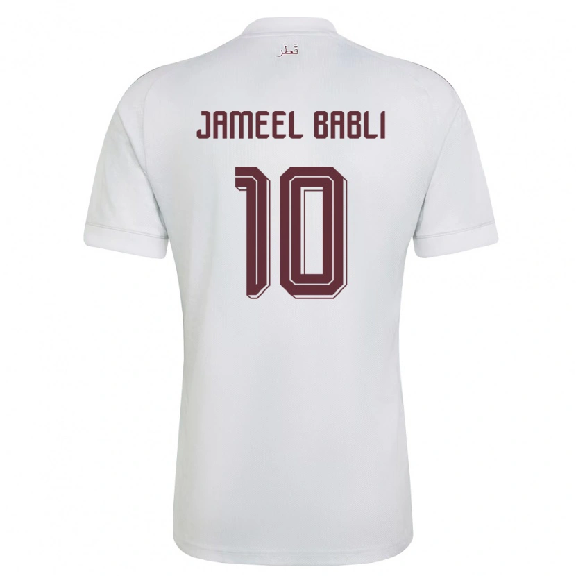 Danxen Män Qatar Mohannad Babli #10 Vit Burgund Bortatröja Matchtröjor 26-28 Tröjor T-Tröja