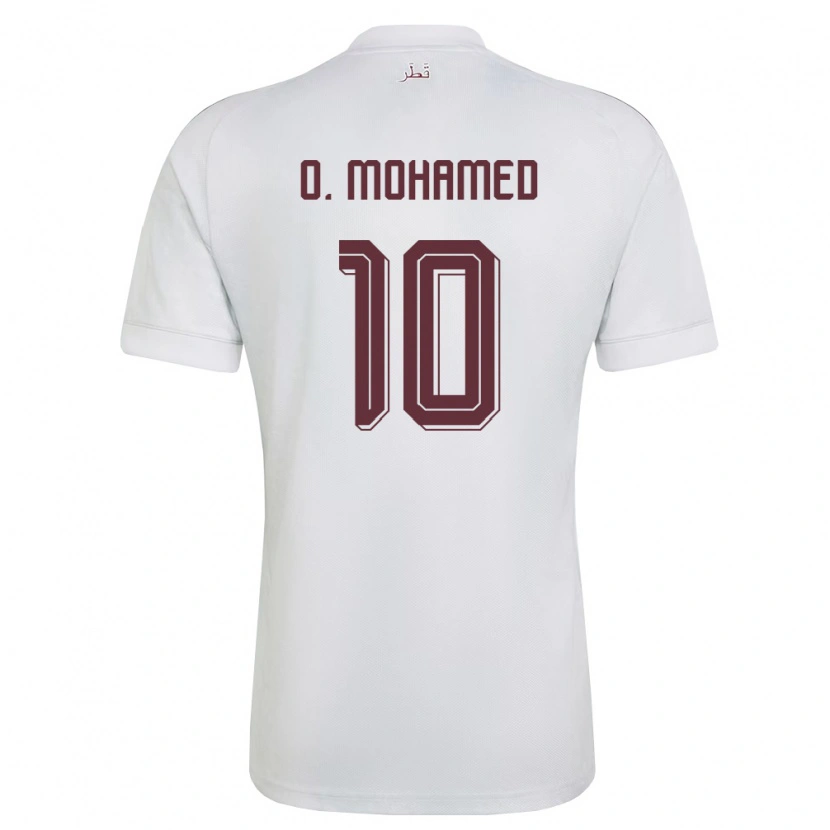 Danxen Män Qatar Osama Ibrahim O. Mohamed #10 Vit Burgund Bortatröja Matchtröjor 26-28 Tröjor T-Tröja