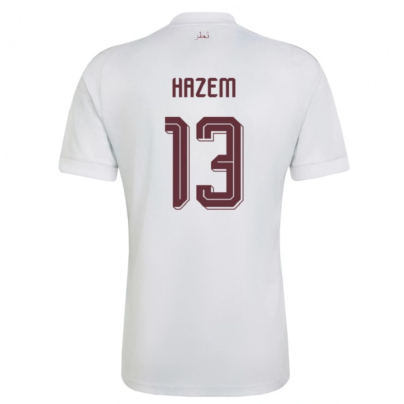 Danxen Män Qatar Hazem Shehata #13 Vit Burgund Bortatröja Matchtröjor 26-28 Tröjor T-Tröja