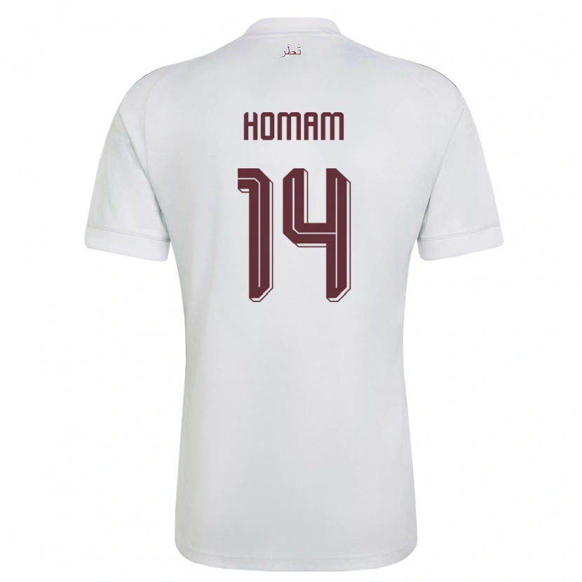 Danxen Män Qatar Homam Al-Amin #14 Vit Burgund Bortatröja Matchtröjor 26-28 Tröjor T-Tröja
