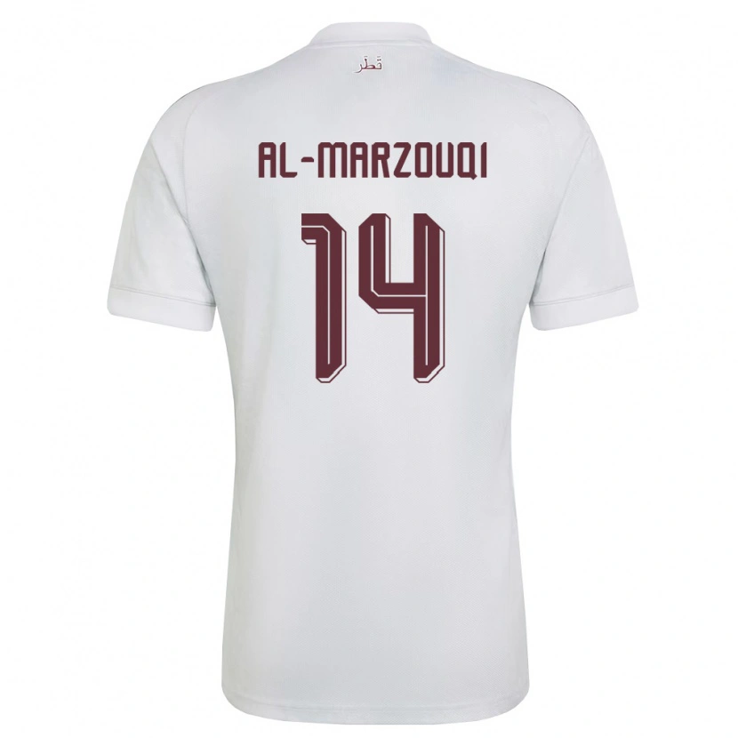 Danxen Män Qatar Omar Al-Marzouqi #14 Vit Burgund Bortatröja Matchtröjor 26-28 Tröjor T-Tröja
