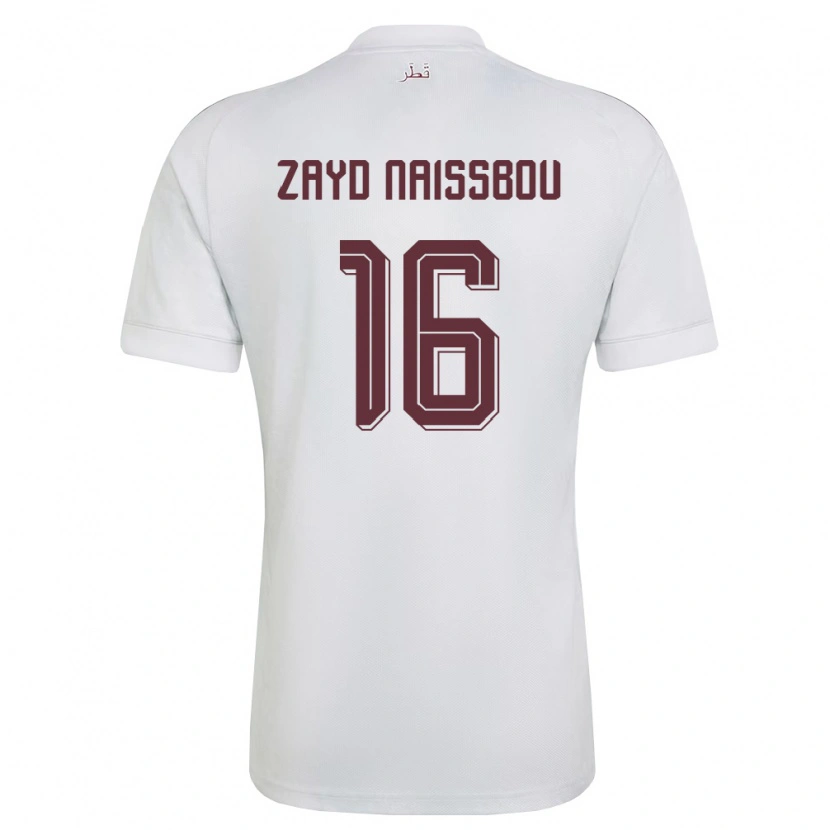 Danxen Män Qatar Mohammed Zayd Naissbou #16 Vit Burgund Bortatröja Matchtröjor 26-28 Tröjor T-Tröja