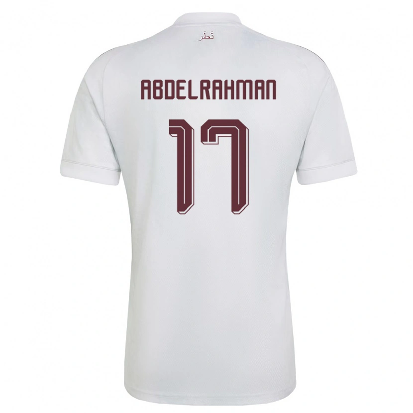 Danxen Män Qatar Abdelrahman Fahmi Moustafa #17 Vit Burgund Bortatröja Matchtröjor 26-28 Tröjor T-Tröja