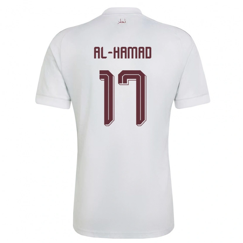 Danxen Män Qatar Jassem Al-Hamad #17 Vit Burgund Bortatröja Matchtröjor 26-28 Tröjor T-Tröja