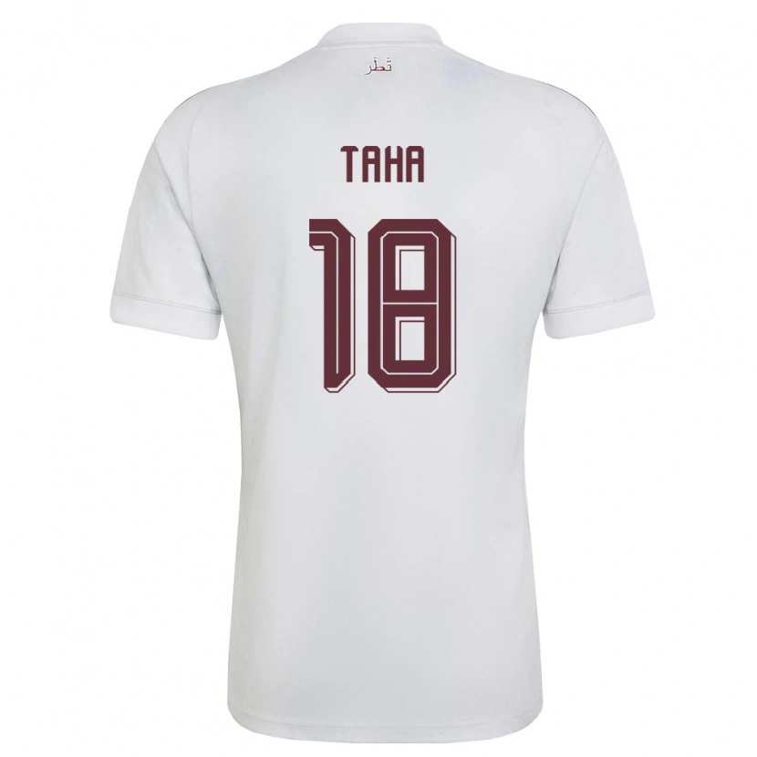 Danxen Män Qatar Moath Taha #18 Vit Burgund Bortatröja Matchtröjor 26-28 Tröjor T-Tröja