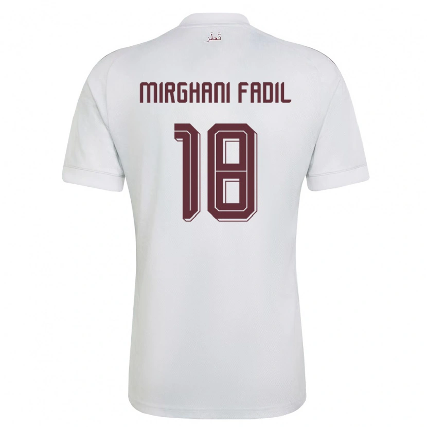 Danxen Män Qatar Awab Mirghani Fadil #18 Vit Burgund Bortatröja Matchtröjor 26-28 Tröjor T-Tröja