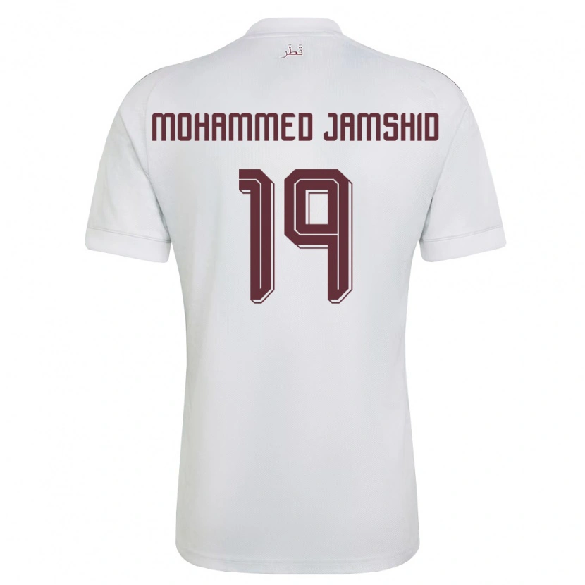 Danxen Män Qatar Tahsin Mohammed Jamshid #19 Vit Burgund Bortatröja Matchtröjor 26-28 Tröjor T-Tröja