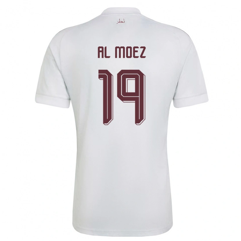 Danxen Män Qatar Almoez Ali #19 Vit Burgund Bortatröja Matchtröjor 26-28 Tröjor T-Tröja