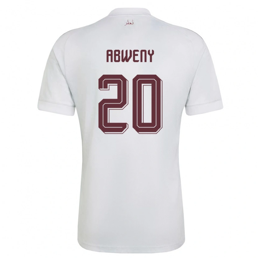Danxen Män Qatar Anas Abweny #20 Vit Burgund Bortatröja Matchtröjor 26-28 Tröjor T-Tröja