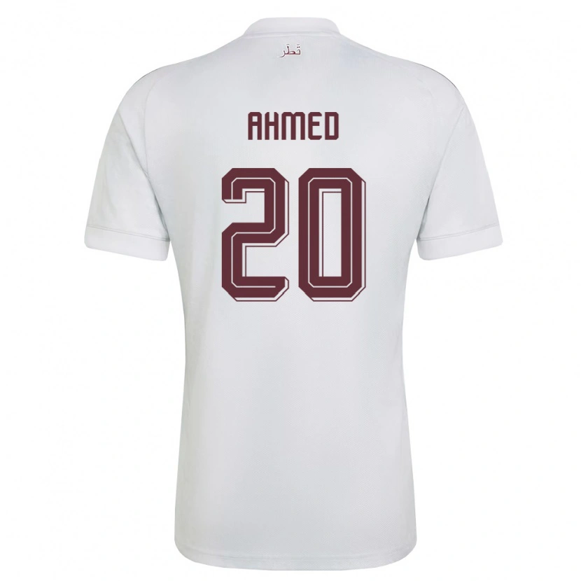 Danxen Män Qatar Ahmed Fadel Hasaba #20 Vit Burgund Bortatröja Matchtröjor 26-28 Tröjor T-Tröja