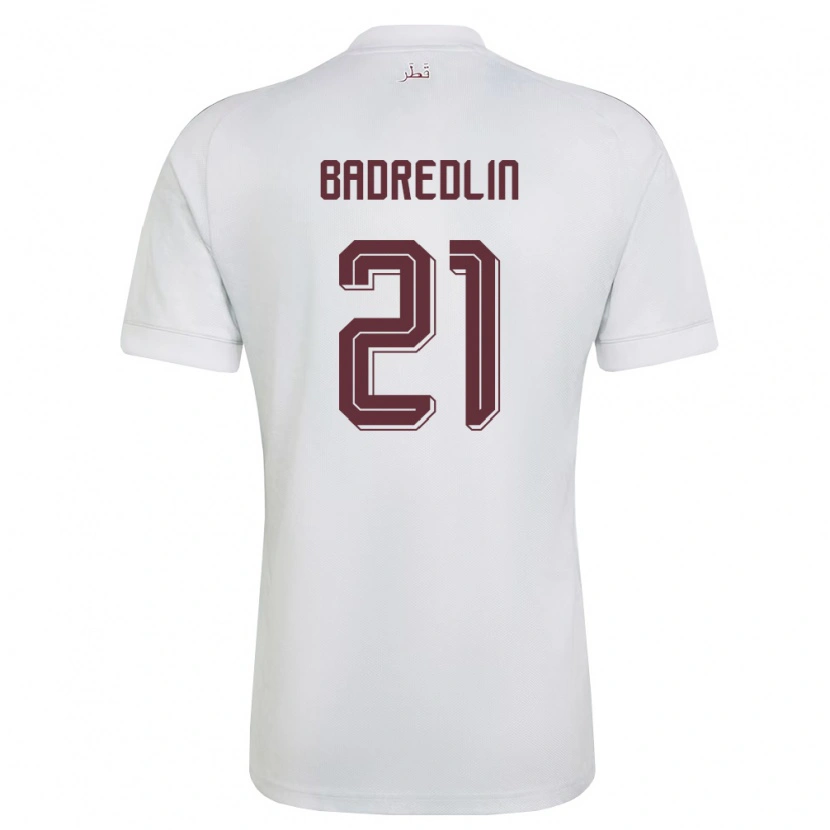 Danxen Män Qatar Marwan Badredlin #21 Vit Burgund Bortatröja Matchtröjor 26-28 Tröjor T-Tröja