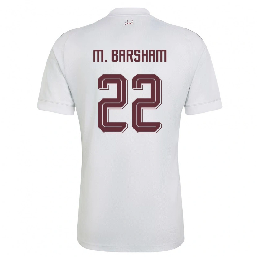 Danxen Män Qatar Meshaal Barsham #22 Vit Burgund Bortatröja Matchtröjor 26-28 Tröjor T-Tröja
