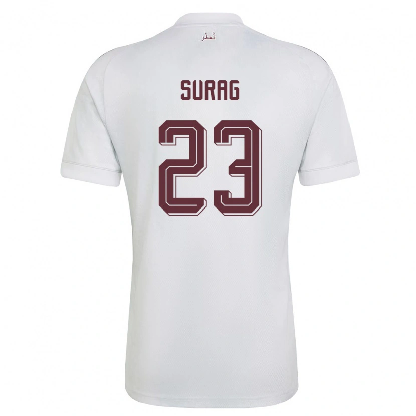 Danxen Män Qatar Mohamed Surag #23 Vit Burgund Bortatröja Matchtröjor 26-28 Tröjor T-Tröja
