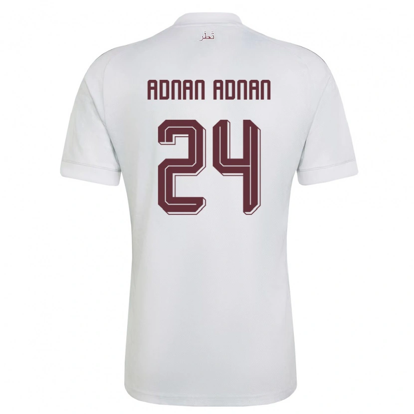 Danxen Män Qatar Adham Adnan Adnan #24 Vit Burgund Bortatröja Matchtröjor 26-28 Tröjor T-Tröja