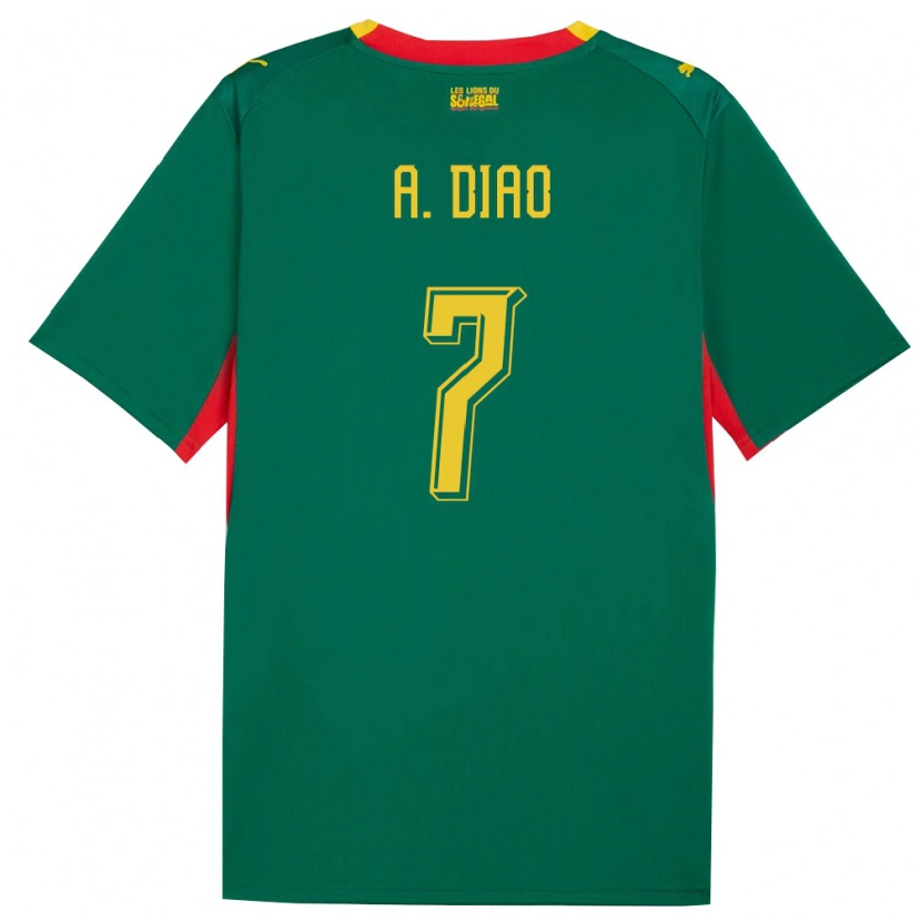 Danxen Män Senegal Assane Diao #7 Grön Gul Röd Bortatröja Matchtröjor 26-28 Tröjor T-Tröja