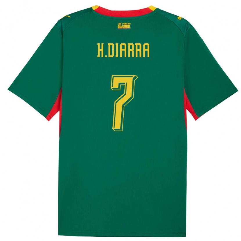 Danxen Män Senegal Habib Diarra #7 Grön Gul Röd Bortatröja Matchtröjor 26-28 Tröjor T-Tröja