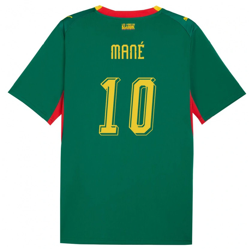 Danxen Män Senegal Sadio Mané #10 Grön Gul Röd Bortatröja Matchtröjor 26-28 Tröjor T-Tröja