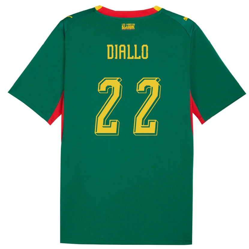 Danxen Män Senegal Abdou Diallo #22 Grön Gul Röd Bortatröja Matchtröjor 26-28 Tröjor T-Tröja