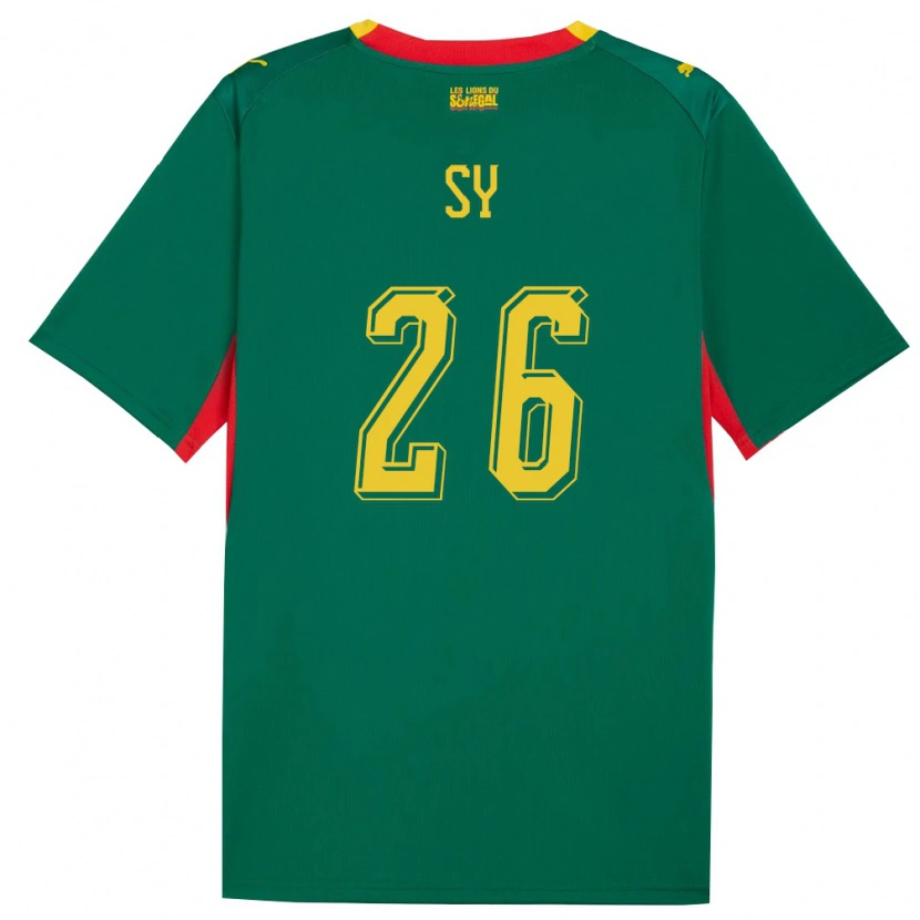 Danxen Män Senegal Astou Sy #26 Grön Gul Röd Bortatröja Matchtröjor 26-28 Tröjor T-Tröja