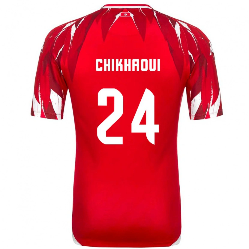 Danxen Män Tunisien Raed Chikhaoui #24 Röd Vit Bortatröja Matchtröjor 26-28 Tröjor T-Tröja