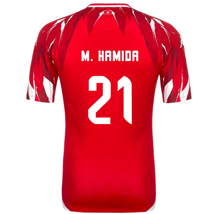 Danxen Män Tunisien Mohamed Amine Ben Hamida #21 Röd Vit Bortatröja Matchtröjor 26-28 Tröjor T-Tröja