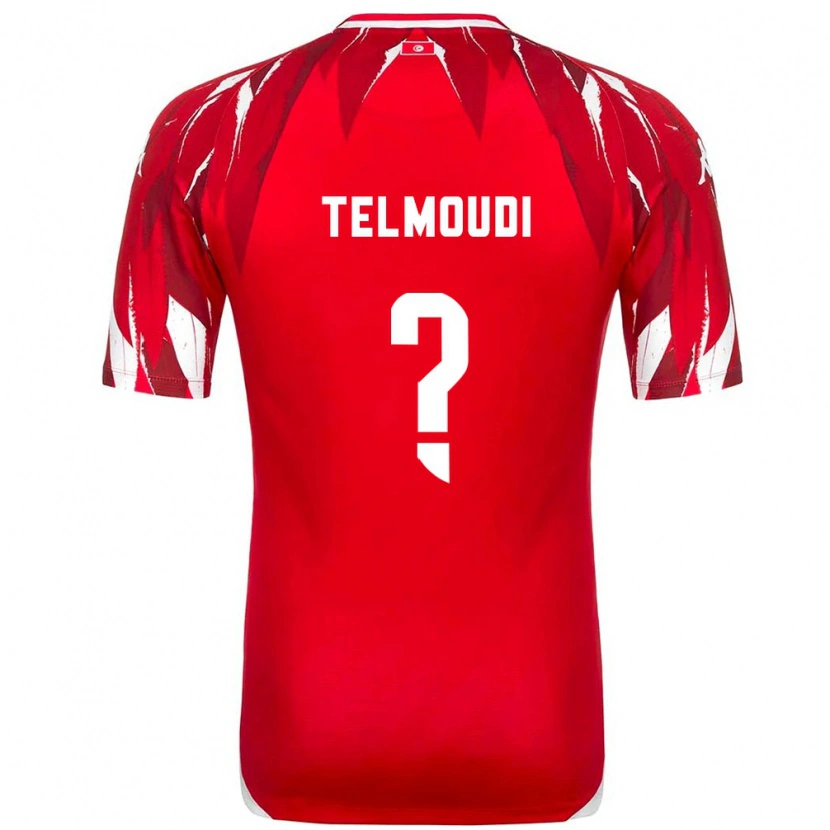 Danxen Män Tunisien Naïm Telmoudi #0 Röd Vit Bortatröja Matchtröjor 26-28 Tröjor T-Tröja