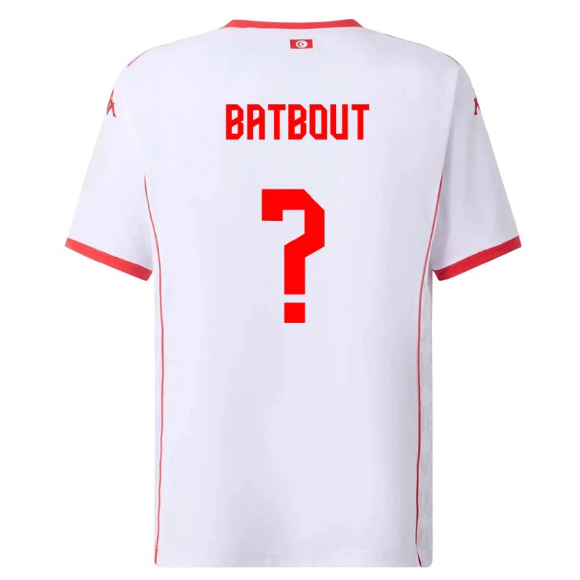 Danxen Män Tunisien Noussayr Batbout #0 Vit Röd Bortatröja Matchtröjor 26-28 Tröjor T-Tröja