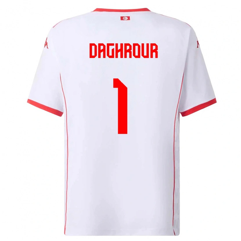Danxen Män Tunisien Mohamed Daghrour #1 Vit Röd Bortatröja Matchtröjor 26-28 Tröjor T-Tröja