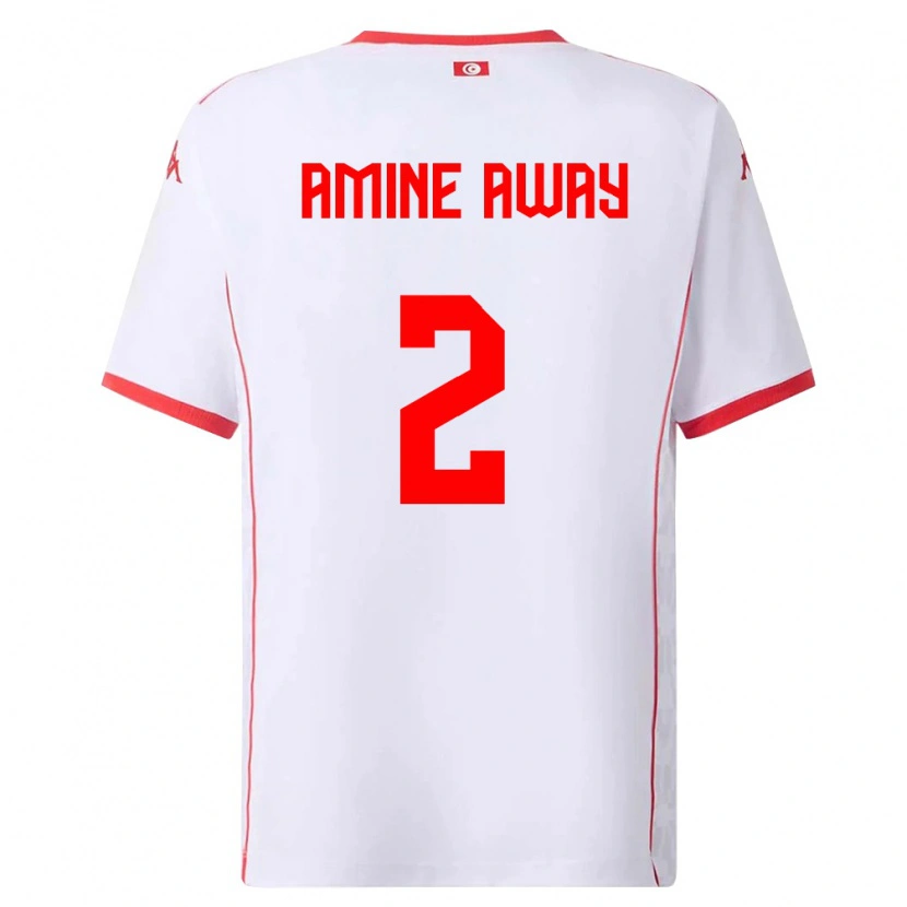 Danxen Män Tunisien Mohamed Amine Away #2 Vit Röd Bortatröja Matchtröjor 26-28 Tröjor T-Tröja