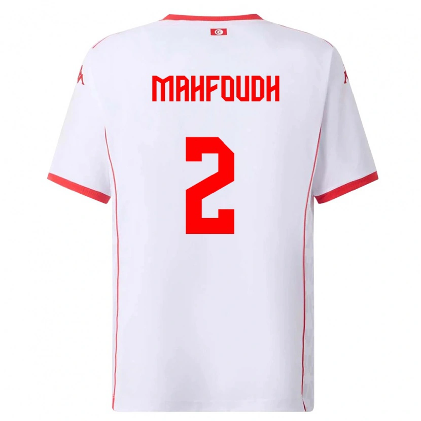 Danxen Män Tunisien Dhikra Mahfoudh #2 Vit Röd Bortatröja Matchtröjor 26-28 Tröjor T-Tröja