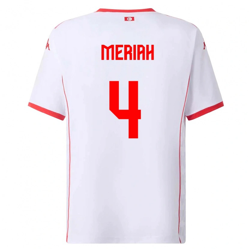 Danxen Män Tunisien Yassine Meriah #4 Vit Röd Bortatröja Matchtröjor 26-28 Tröjor T-Tröja