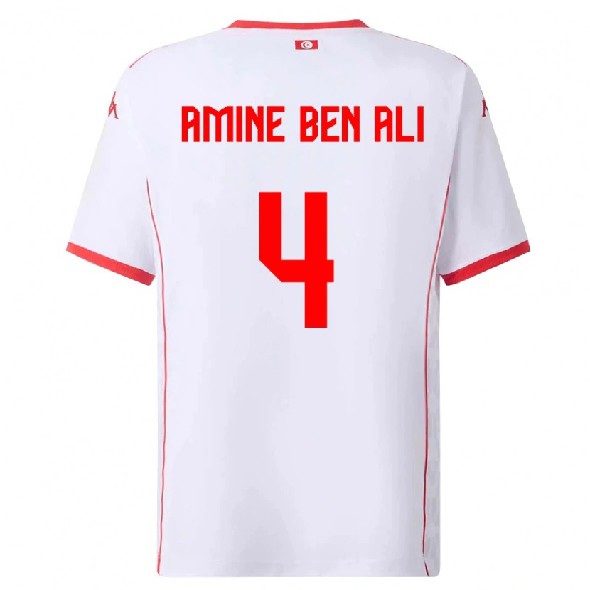 Danxen Män Tunisien Mohamed Amine Ben Ali #4 Vit Röd Bortatröja Matchtröjor 26-28 Tröjor T-Tröja