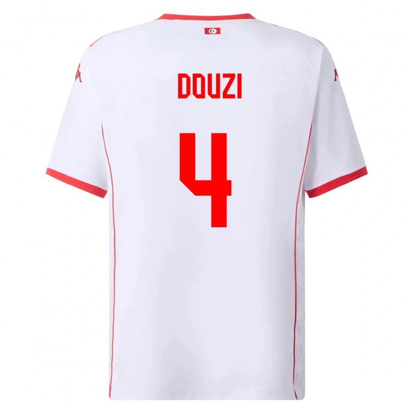 Danxen Män Tunisien Youssef Douzi #4 Vit Röd Bortatröja Matchtröjor 26-28 Tröjor T-Tröja
