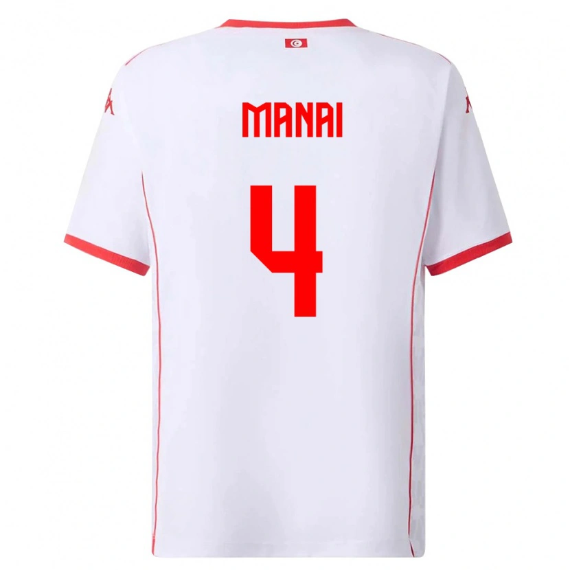 Danxen Män Tunisien Jassin Manai #4 Vit Röd Bortatröja Matchtröjor 26-28 Tröjor T-Tröja
