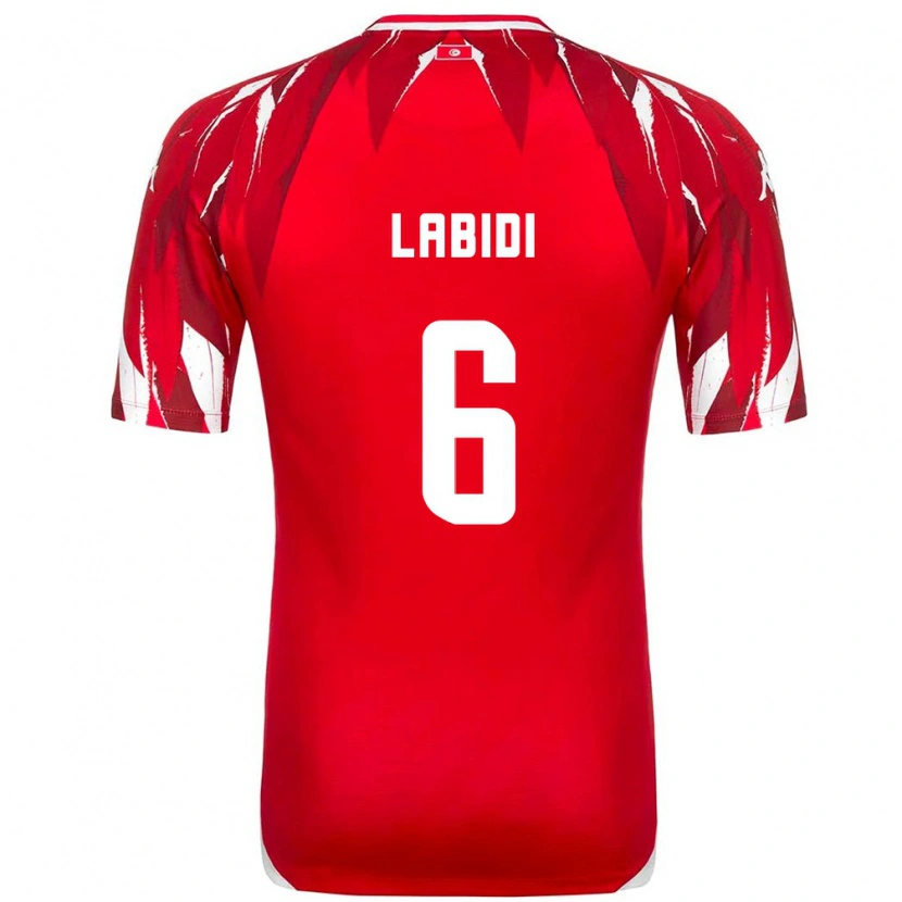 Danxen Män Tunisien Hamza Labidi #6 Röd Vit Bortatröja Matchtröjor 26-28 Tröjor T-Tröja