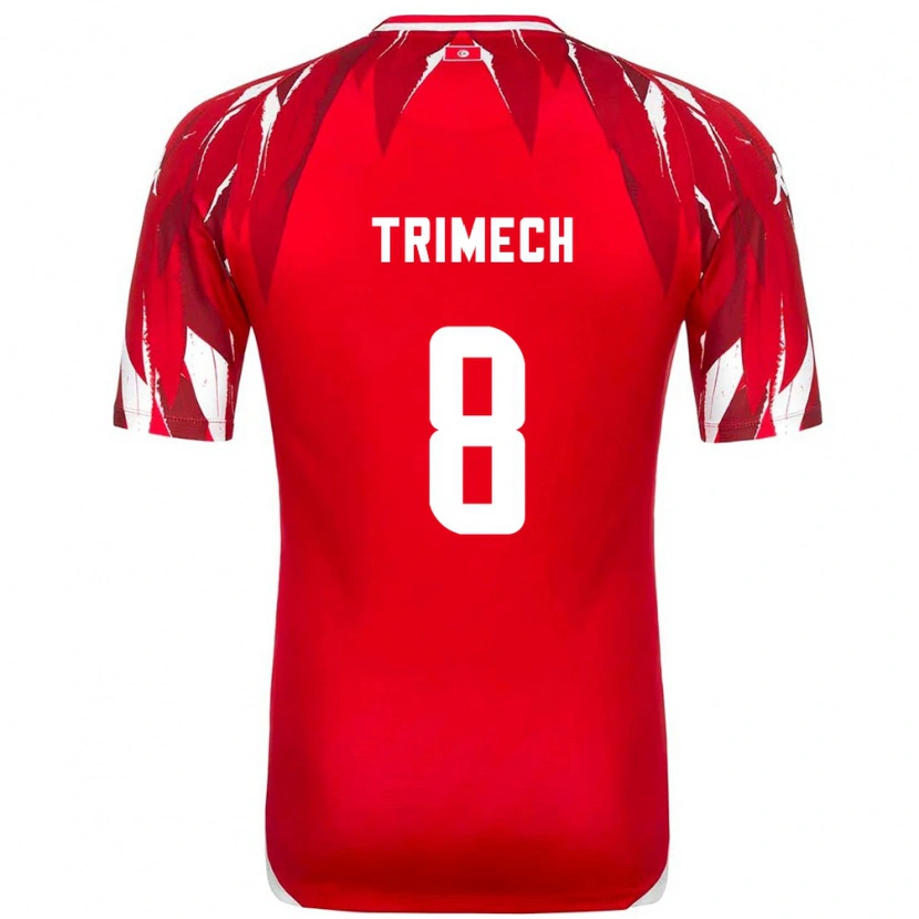 Danxen Män Tunisien Anas Trimech #8 Röd Vit Bortatröja Matchtröjor 26-28 Tröjor T-Tröja