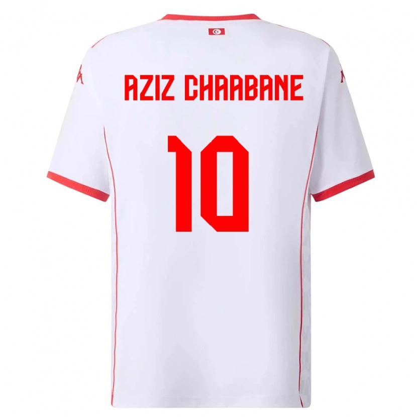 Danxen Män Tunisien Mohamed Aziz Chaabane #10 Vit Röd Bortatröja Matchtröjor 26-28 Tröjor T-Tröja