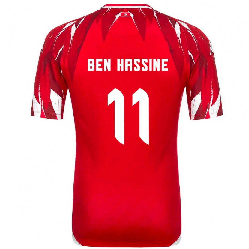 Danxen Män Tunisien Othmen Ben Hassine #11 Röd Vit Bortatröja Matchtröjor 26-28 Tröjor T-Tröja